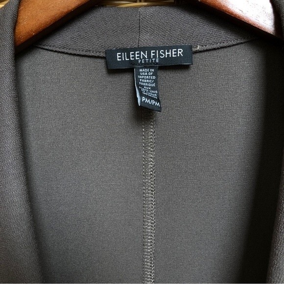 Eileen Fisher Blazer Womens Medium Petite Gray Jacket Open Front Viscose Blend - Picture 2 of 11